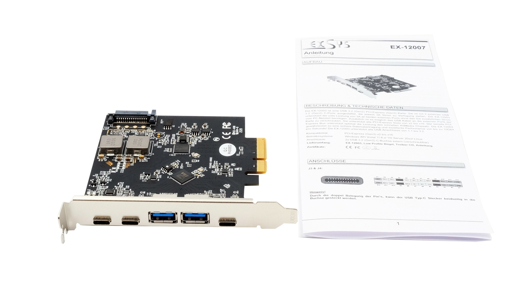 Exsys EX-12007 - PCIe - USB 3.2 Gen 2 (3.1 Gen 2), Ansicht 3