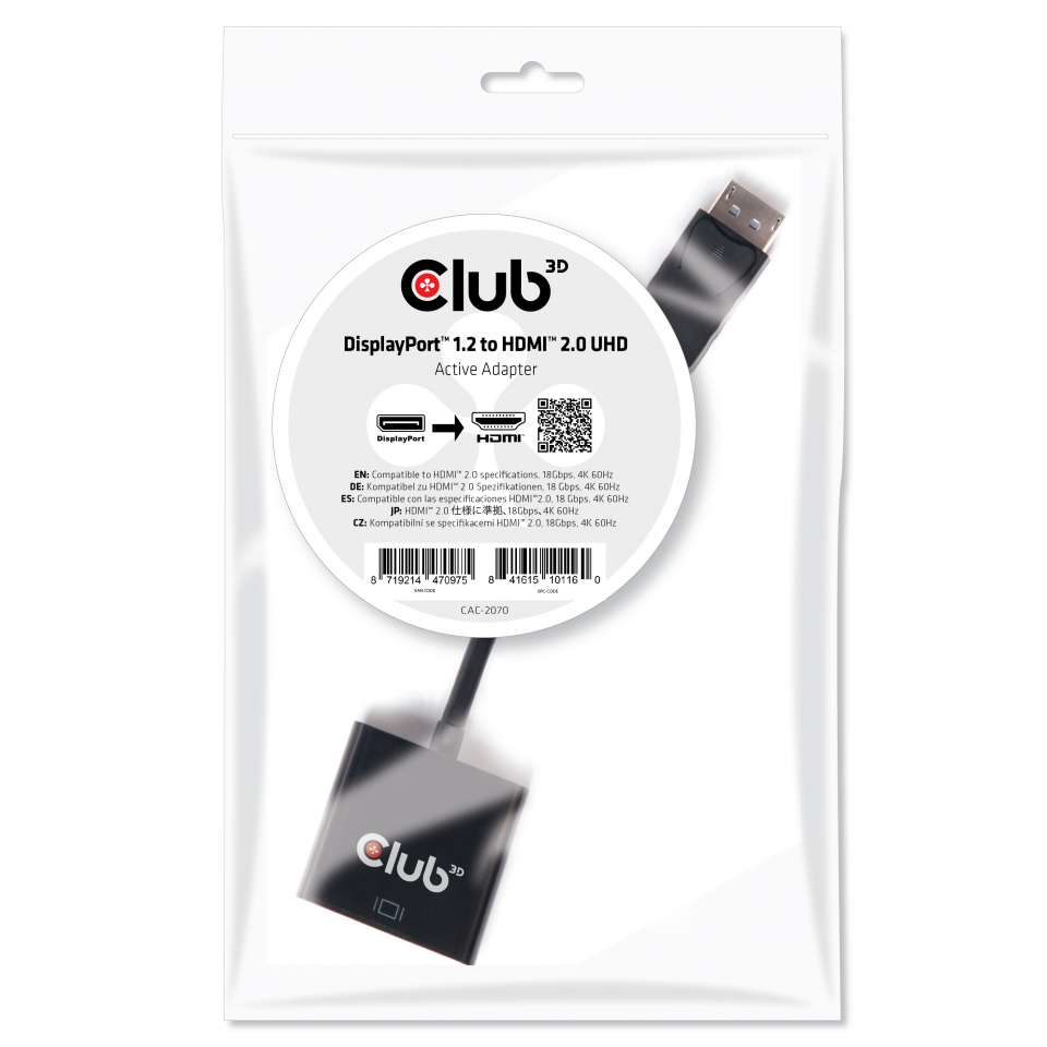 Club 3D Video- / Audio-Adapter - DisplayPort (M) - bis HDMI (W) - 20.3 cm - 4K Unterstützung, Ansicht 3