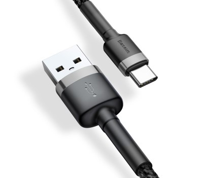 Baseus Cafule Cable USB Cable Durable Nylon Cable USB/USB-C QC3.0 2A 3M Black-Gray (CATKLF-UG1) Universal, Ansicht 3