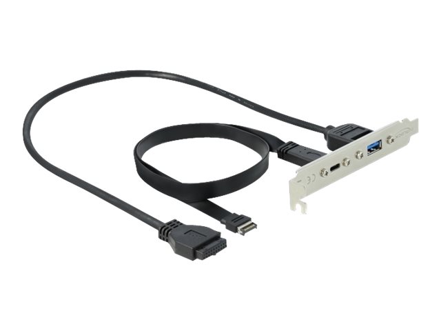 Delock Slot bracket - USB-Konsole - 19-poliger USB 3.0 Kopf 20-poliger USB 3.1 Header zu USB Typ A 24 pin USB-C (W)