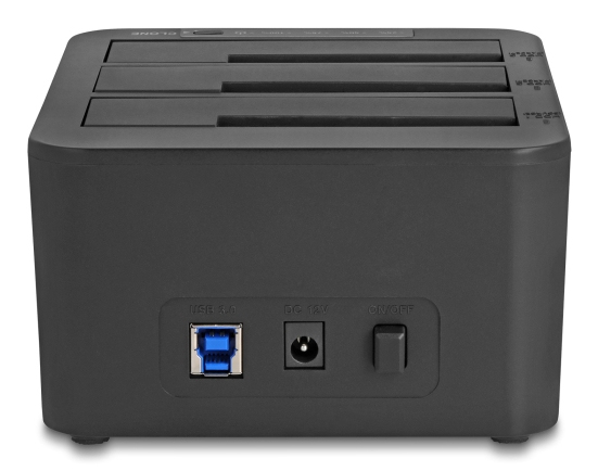 Delock HDD / SSD Dockingstation - 1:2 clone function Schächte: 3 - 2,5 / 3,5 gemeinsam genutzt (6,4 cm/8,9 cm), Ansicht 4
