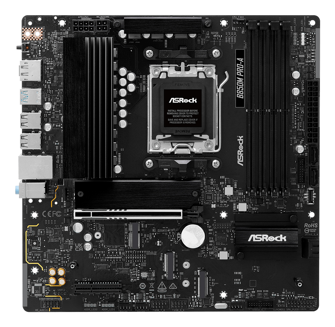 ASRock B850M Pro-A - Motherboard - micro ATX - Socket AM5 - AMD B850 Chipsatz - Onboard-Grafik (CPU erforderlich), Ansicht 2