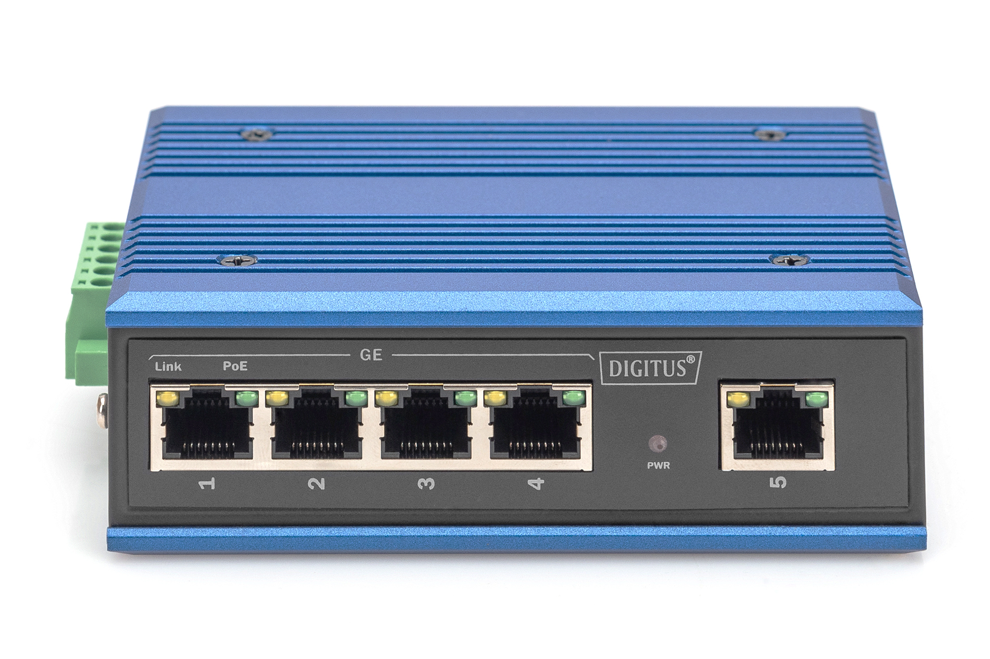 DIGITUS Industrial 4-Port Gigabit PoE Switch, Unmanaged, 1 Uplink, Ansicht 3