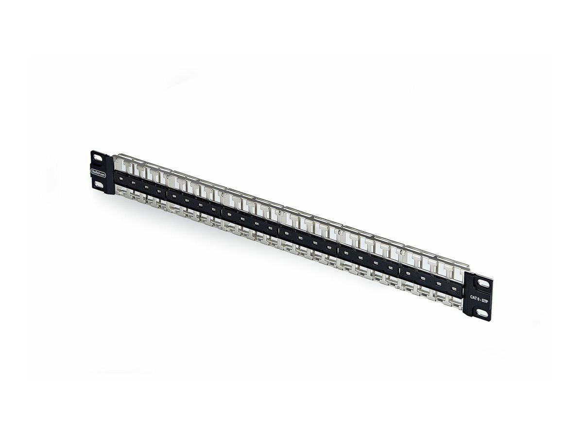 StarTech.com Startech - Leeres Keystone-Patchpanel - for RJ45 - geeignet für Wandmontage, Rack montierbar - CAT 6a/8 - STP/UTP - Schwarz - 1U - 48.3 cm (19")