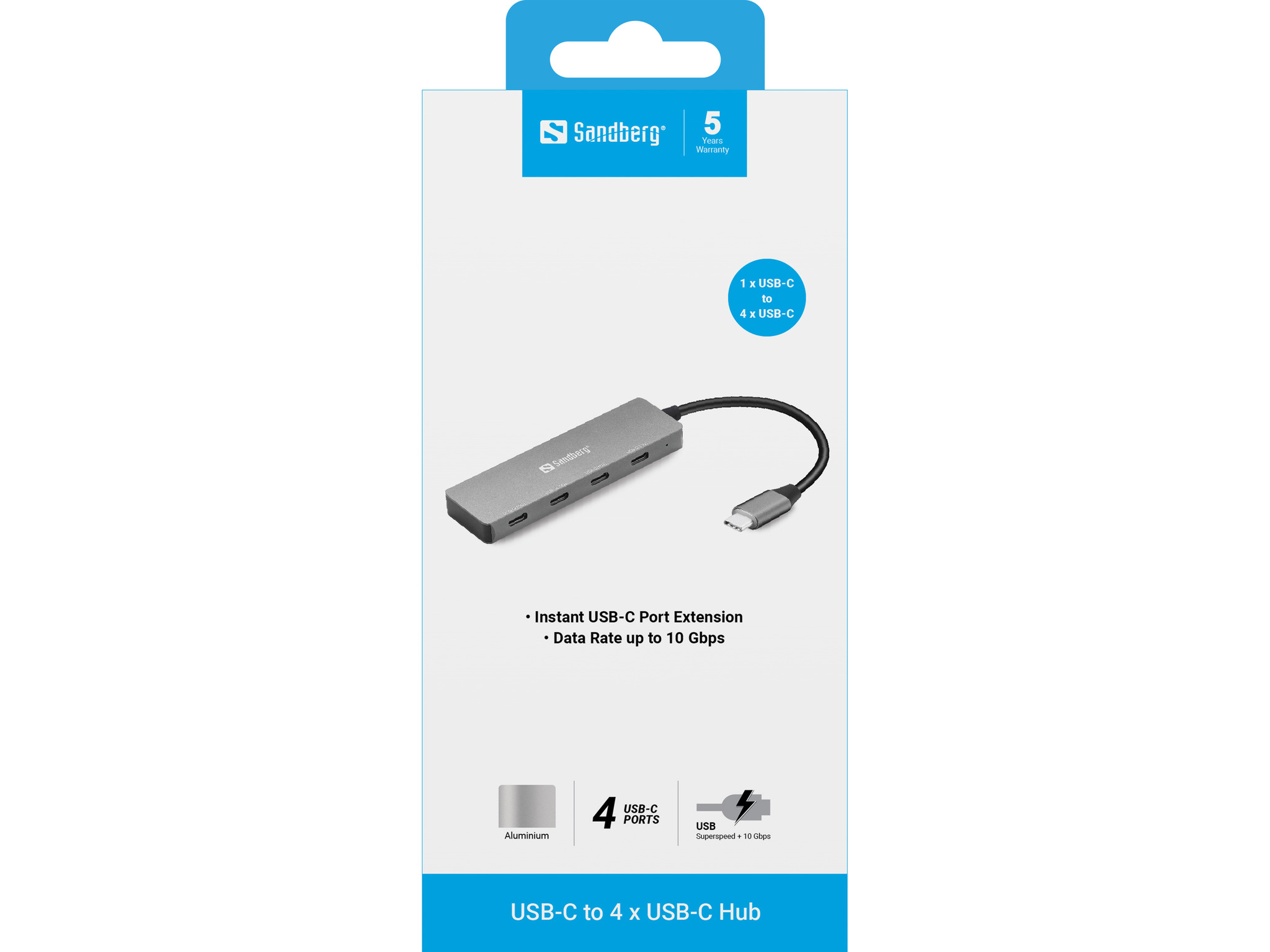 SANDBERG Hub - 4 x USB-C - Desktop, Ansicht 3