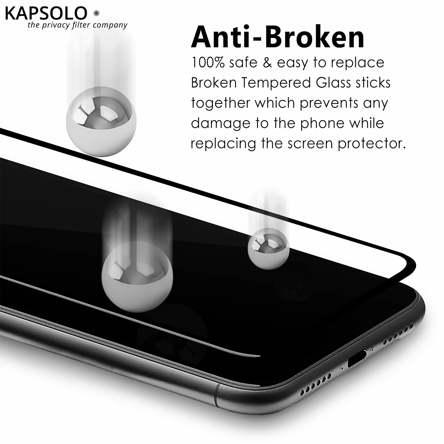 KAPSOLO Bildschirmschutz für Handy - gebogen, Ansicht 3