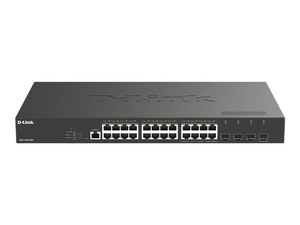 D-Link DGS-1250-28XP/E Switch Smart Managed PoE+ 4x 10G - Switch - 1 Gbps