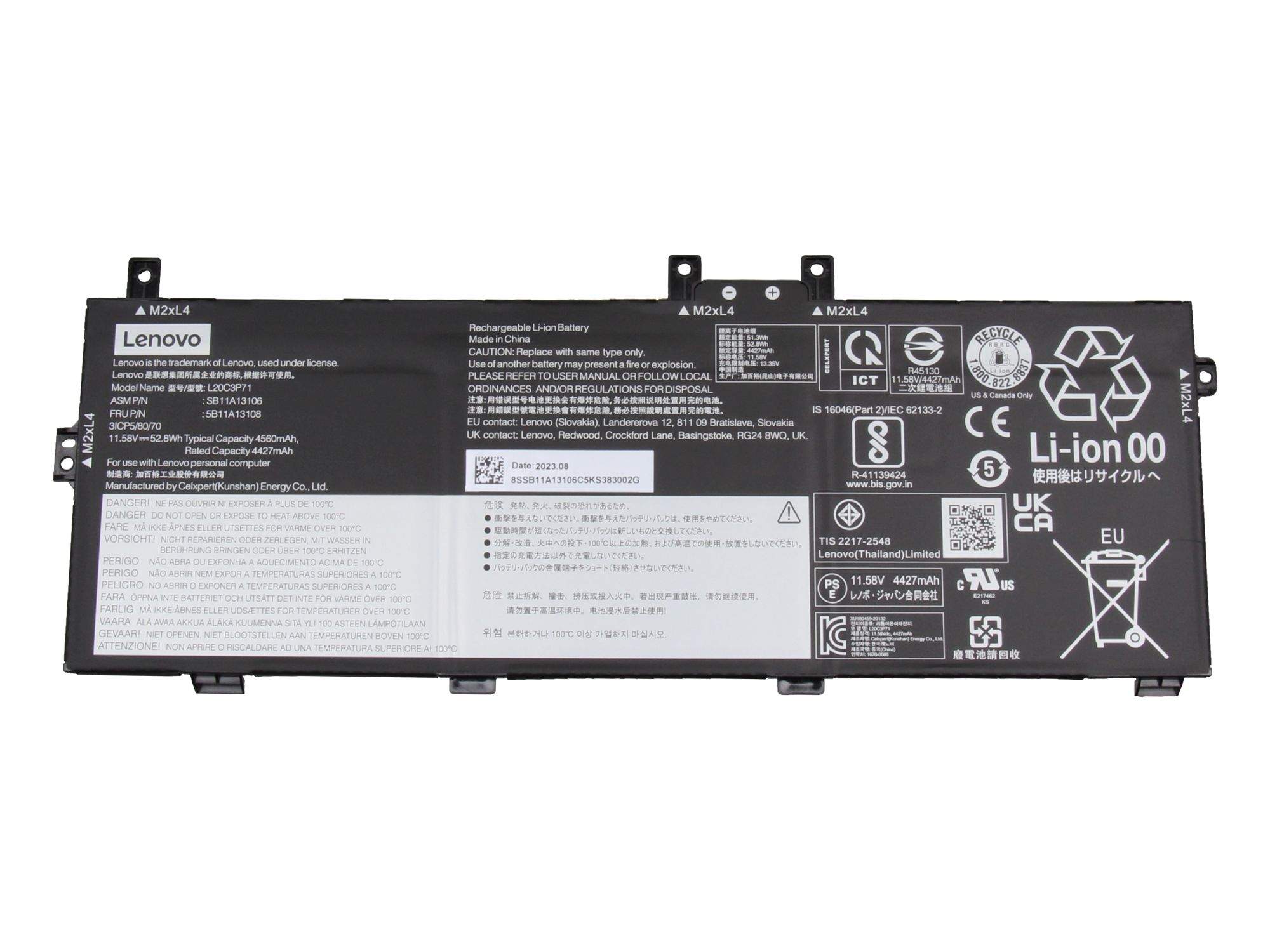 Lenovo battery Internal 3c 52.8Wh 5B11M90077 - Batterie - 4.560 mAh, Ansicht 2