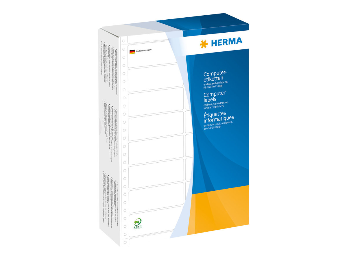 HERMA Computer labels - Papier - matt - perforiert - weiß - 88.9 x 35.7 mm 8000 Etikett(en) (2 Bogen x 4000), Ansicht 3
