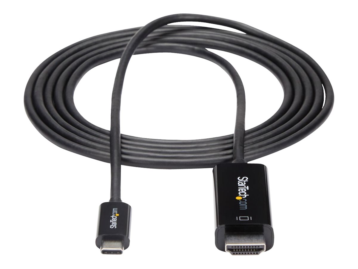 StarTech.com 6ft (2m) USB C to HDMI Cable, 4K 60Hz USB Type C to HDMI 2.0 Video Adapter Cable, Thunderbolt 3 Compatible, Laptop to HDMI Monitor/Display, DP 1.2 Alt Mode HBR2 Cable, Black - 4K USB-C Video Cable (CDP2HD2MBNL)