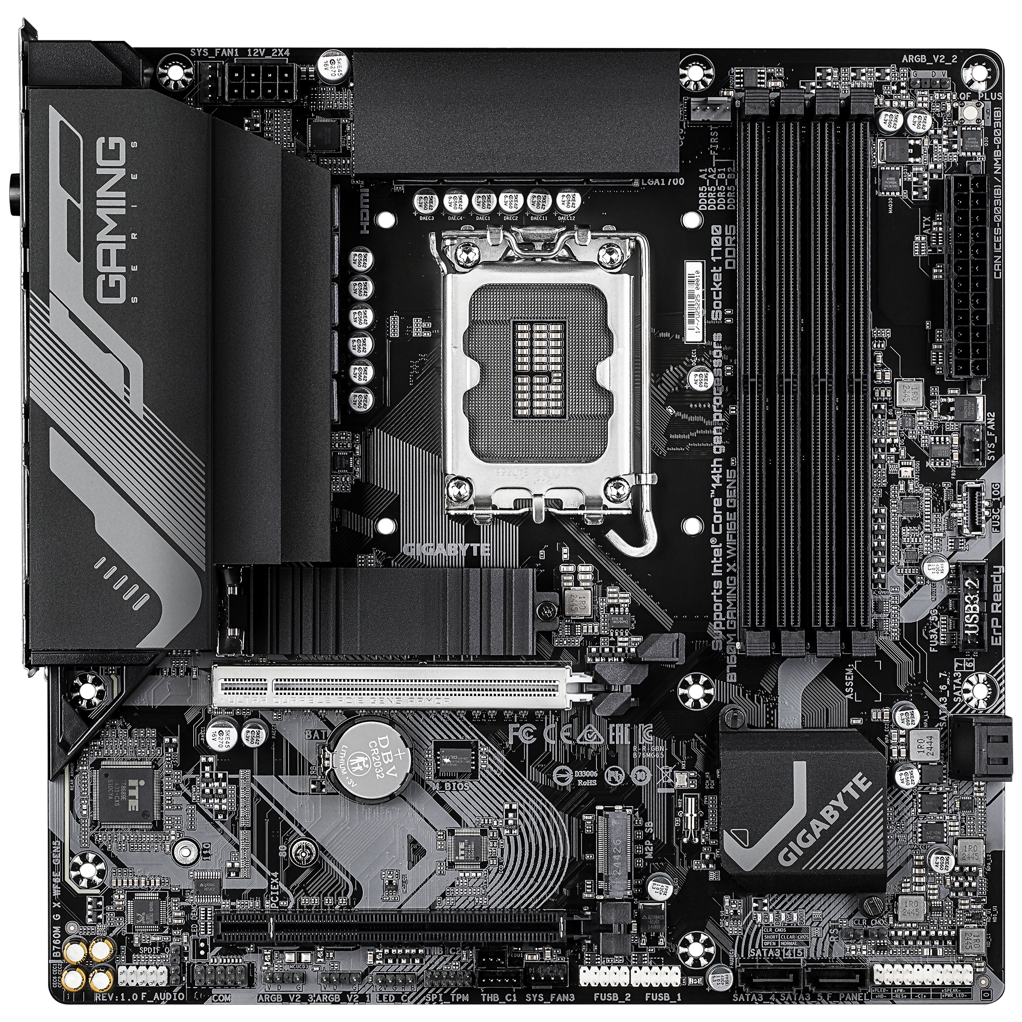 Gigabyte B760M GAMING X WIFI6E GEN5 - Motherboard - micro ATX - LGA1700-Sockel - B760 Chipsatz - USB-C 3.2 Gen2…, Ansicht 2