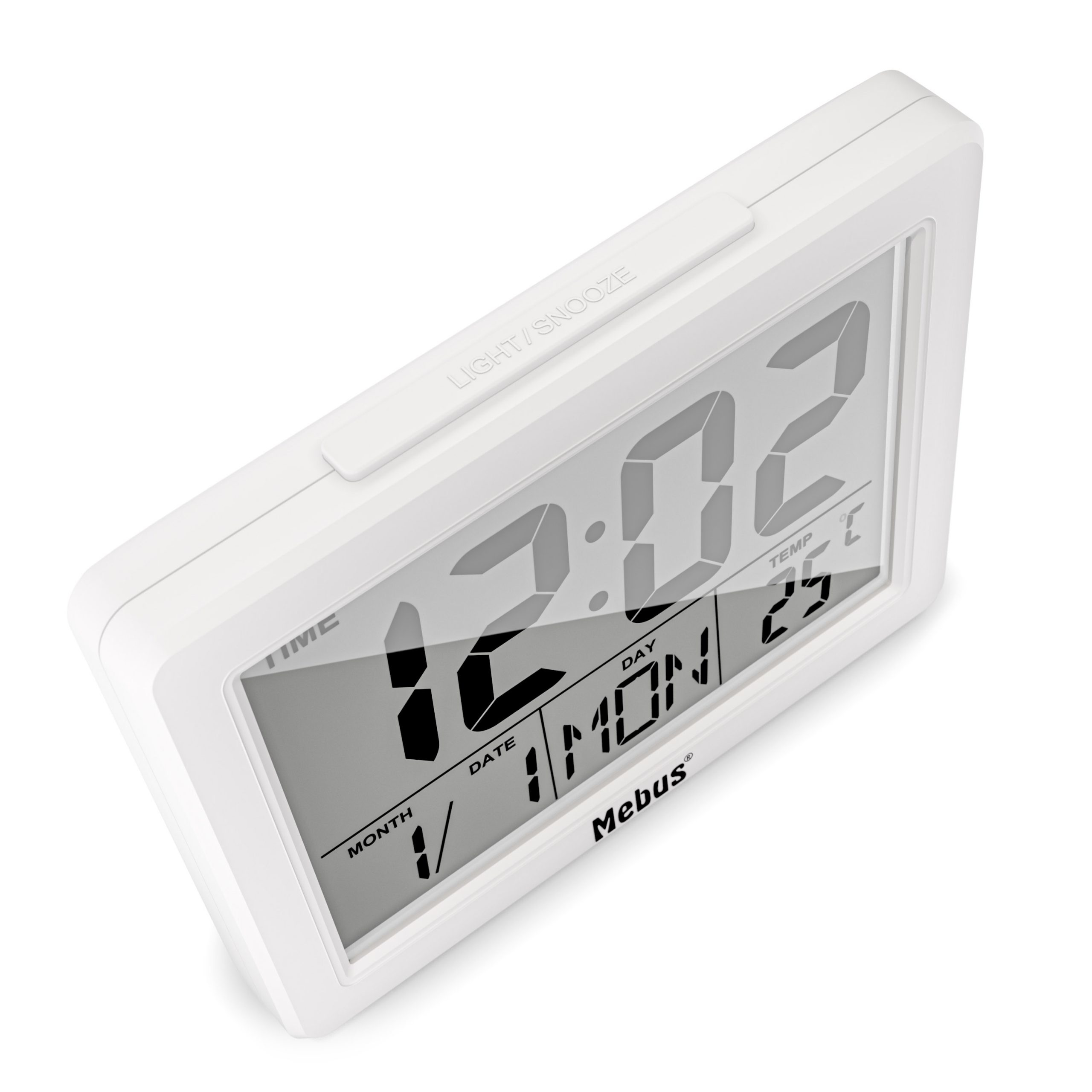 Mebus 25738 - Quarzwecker - Rechteck - Weiß - 12/24 h - F - °C - Weiß, Ansicht 3
