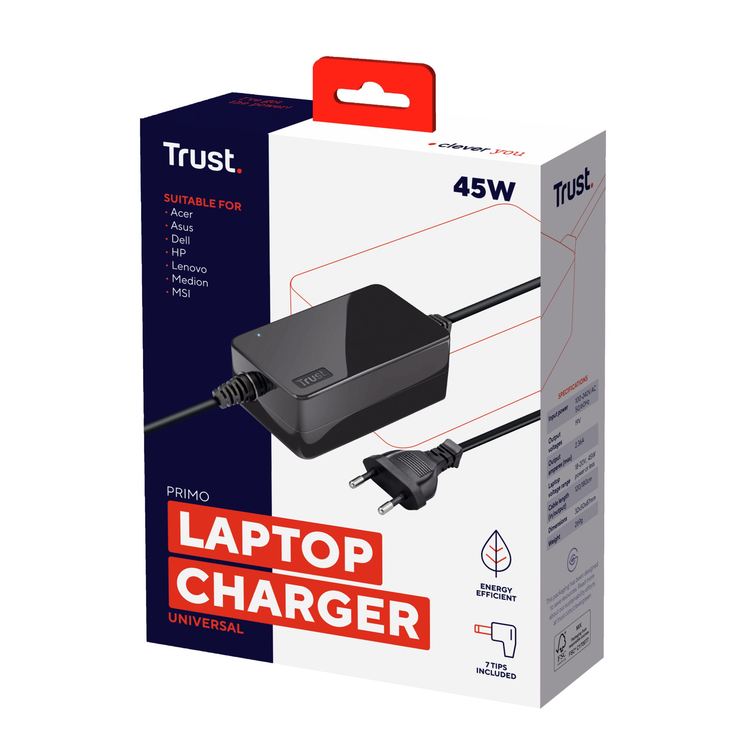 Trust Primo 45 W-Laptop-Ladegerät - Netzteil, Ansicht 2