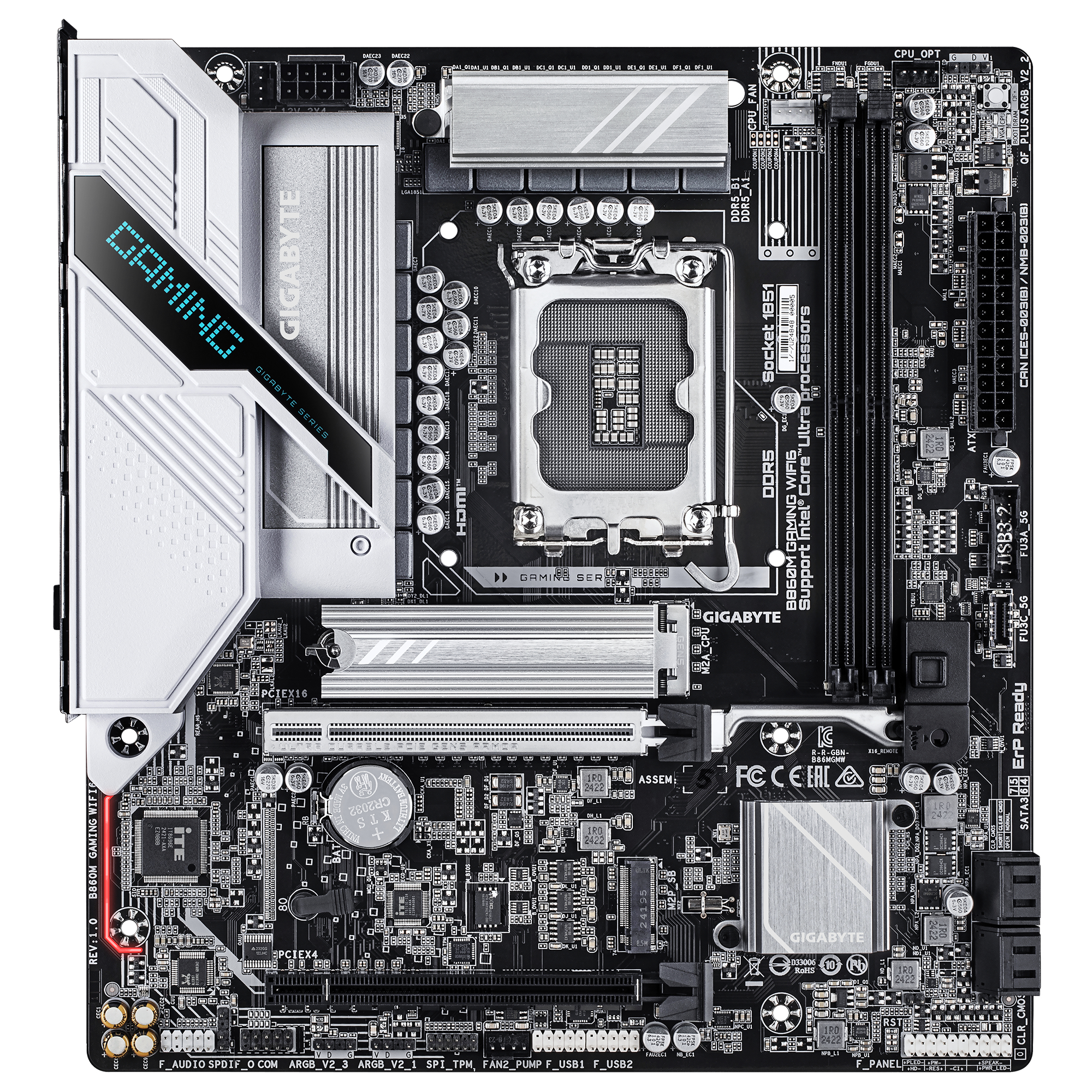 Gigabyte B860M Gaming WIFI6 B860 S1851 mATX DDR5 - Mainboard - Intel Sockel 1851 (Core Ultra 100&200), Ansicht 3