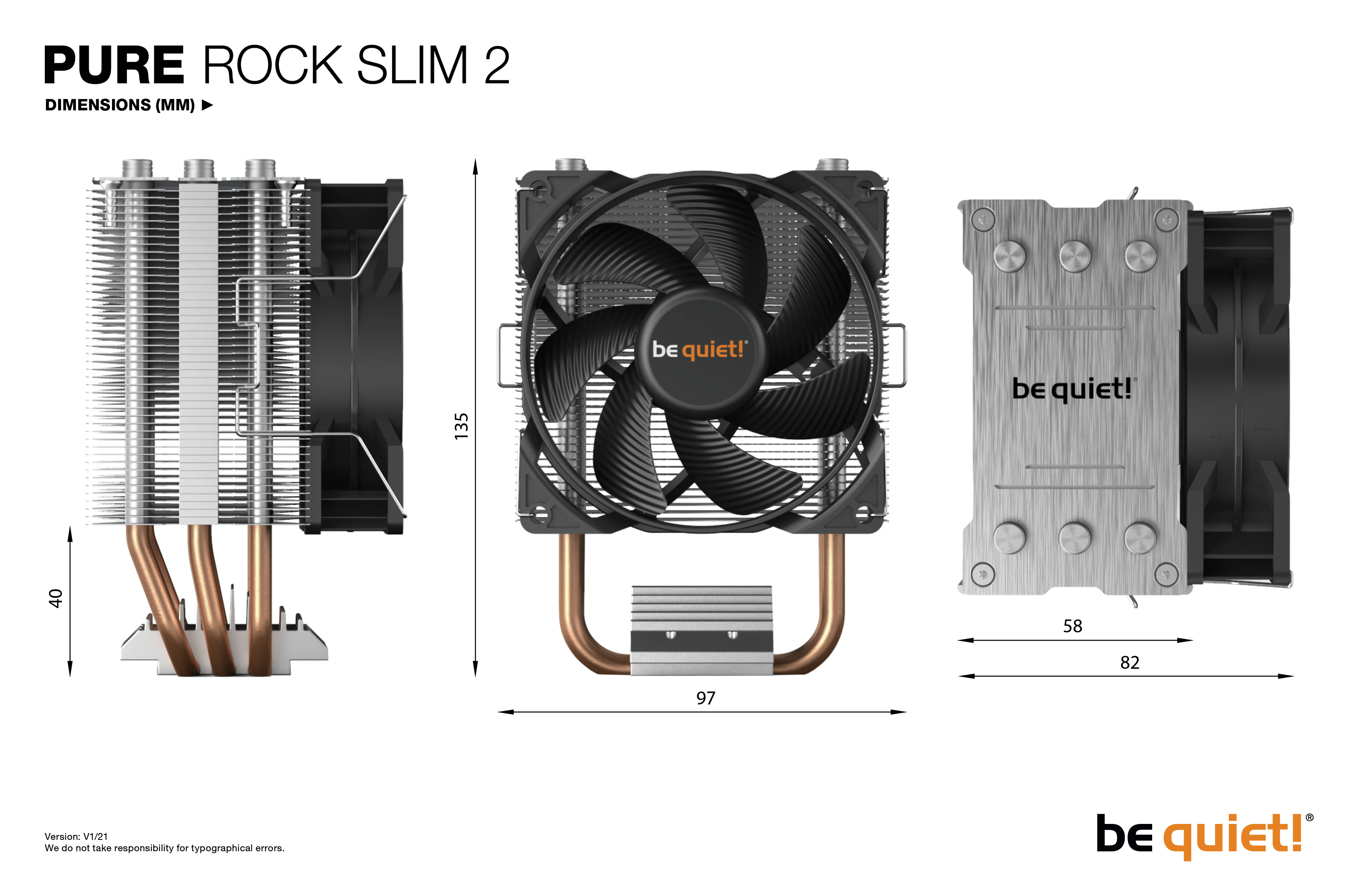 Be Quiet! Pure Rock Slim 2 - Prozessor-Luftkühler - (für: LGA1155, AM3+, LGA1150, LGA1151, AM4, LGA1200)