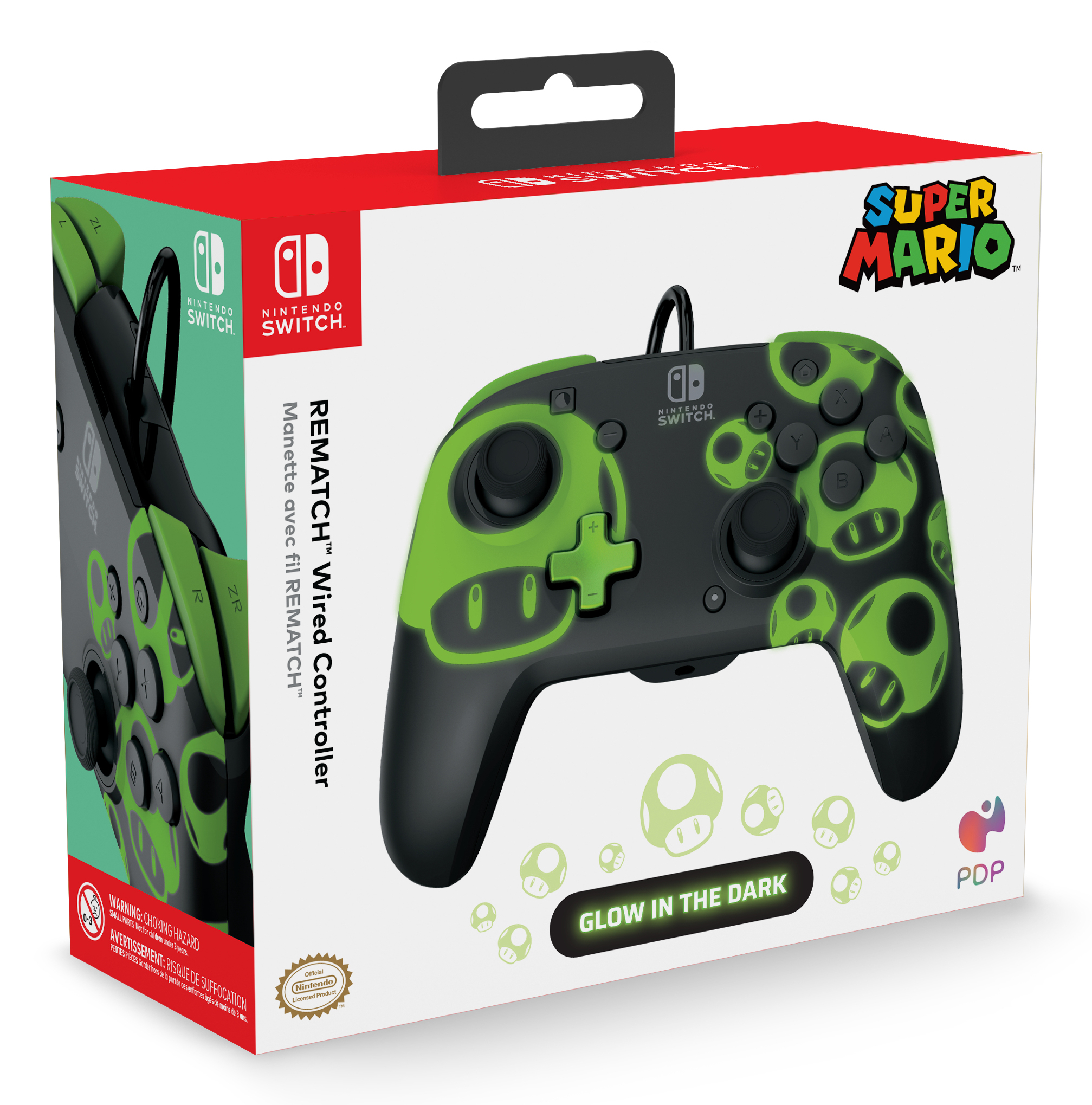PDP REMATCH: 1-Up Glow in the Dark - Gamepad - Nintendo Switch - Nintendo Switch OLED  - USB, Ansicht 2