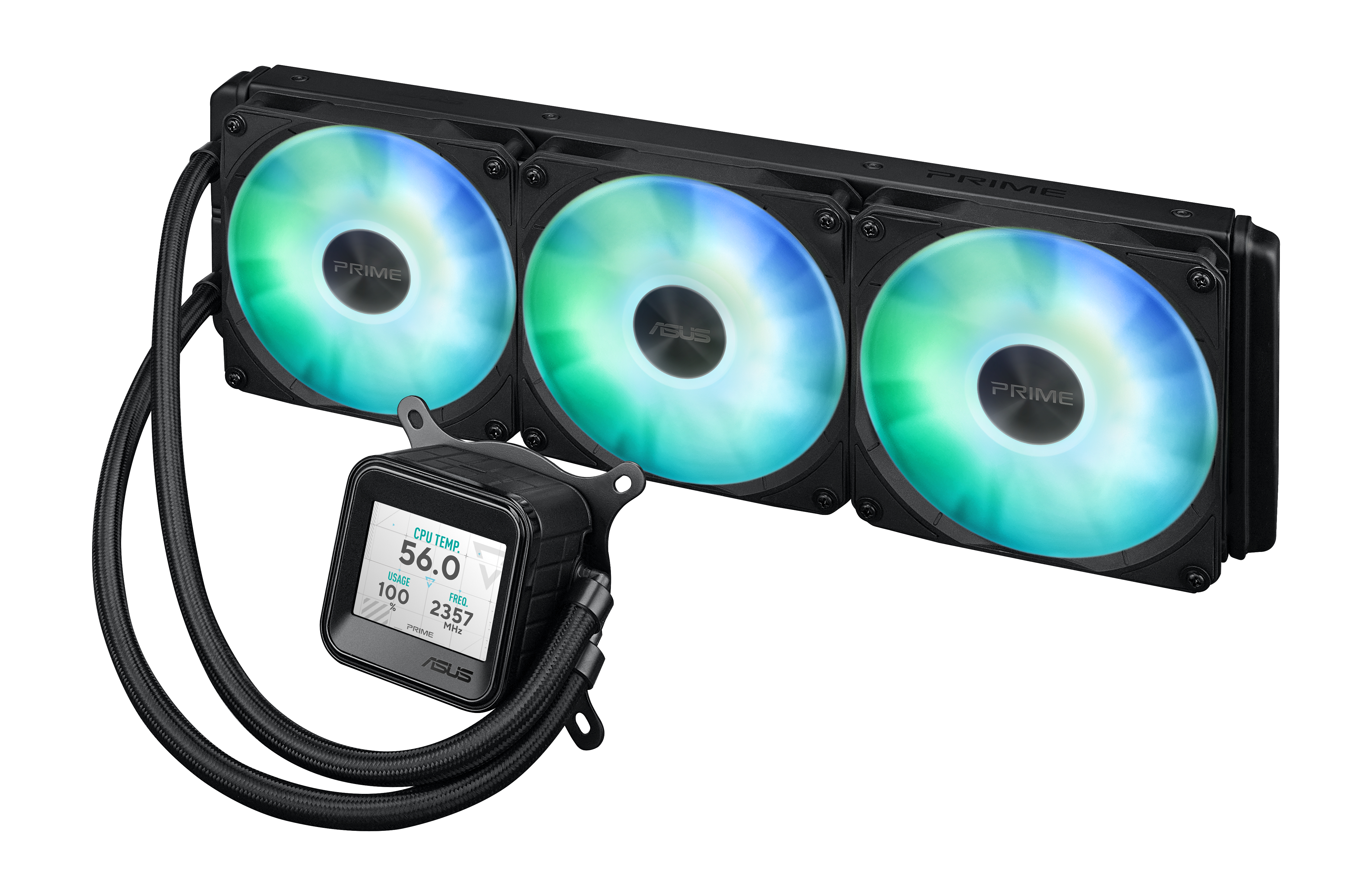 ASUS Prime LC 360 ARGB - Prozessor-Flüssigkeitskühlsystem - Kühlergröße: 360 mm (für: AM4, AM5, LGA1700, LGA1200, etc.), Ansicht 3