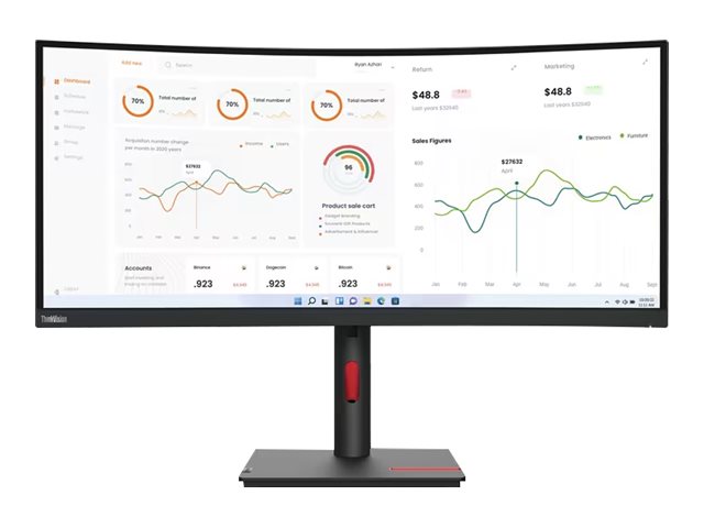 Lenovo ThinkVision T34w-30 - LED-Monitor - gebogen - 86.4 cm (34")