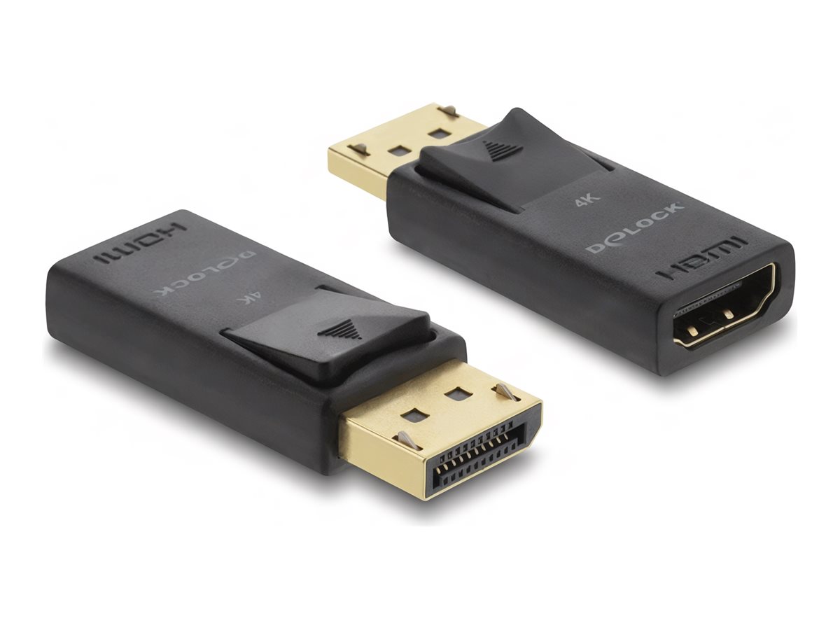 Delock Videoadapter - DisplayPort männlich zu HDMI weiblich - Schwarz - aktiv, Unterstützung für 4K60Hz (3840 x 2160)