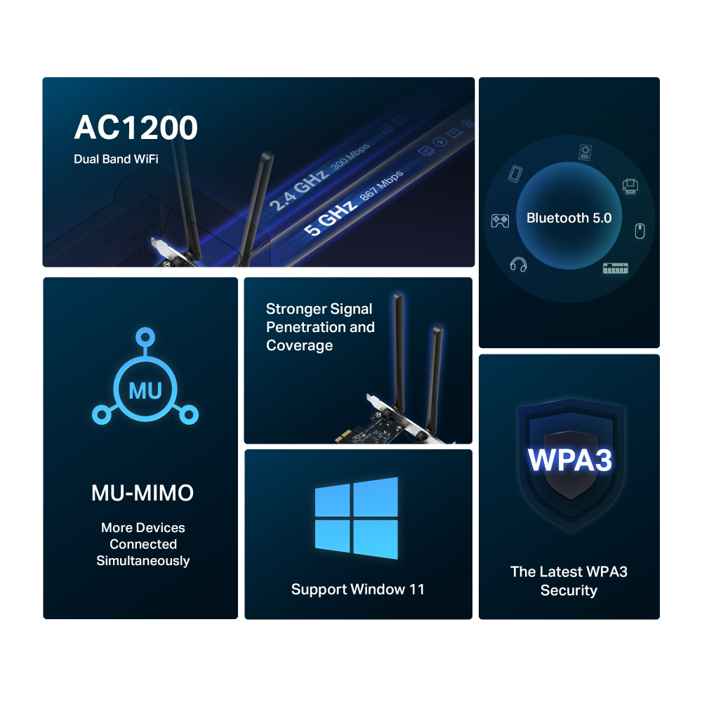 Mercusys MA30E AC1200 Wi-Fi Bluetooth PCIe Adapter - PCI-Express - WLAN, Ansicht 2