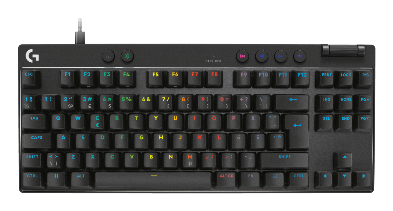 Logitech G PRO X RAPID - Tastatur - TKL - Hintergrundbeleuchtung - USB - TL: Nordisch, QWERTY - Schwarz, Ansicht 3
