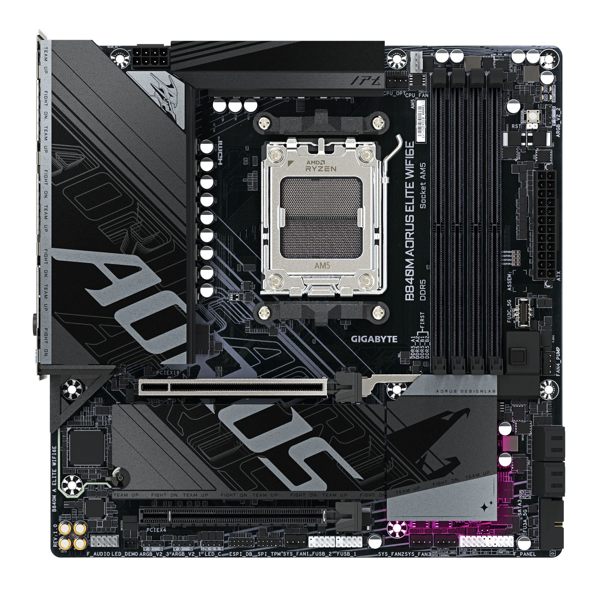 Gigabyte AORUS B840M ELITE WIFI6E - Motherboard - micro ATX - Socket AM5 - AMD B840 Chipsatz - USB 3.2 Gen 2…, Ansicht 2