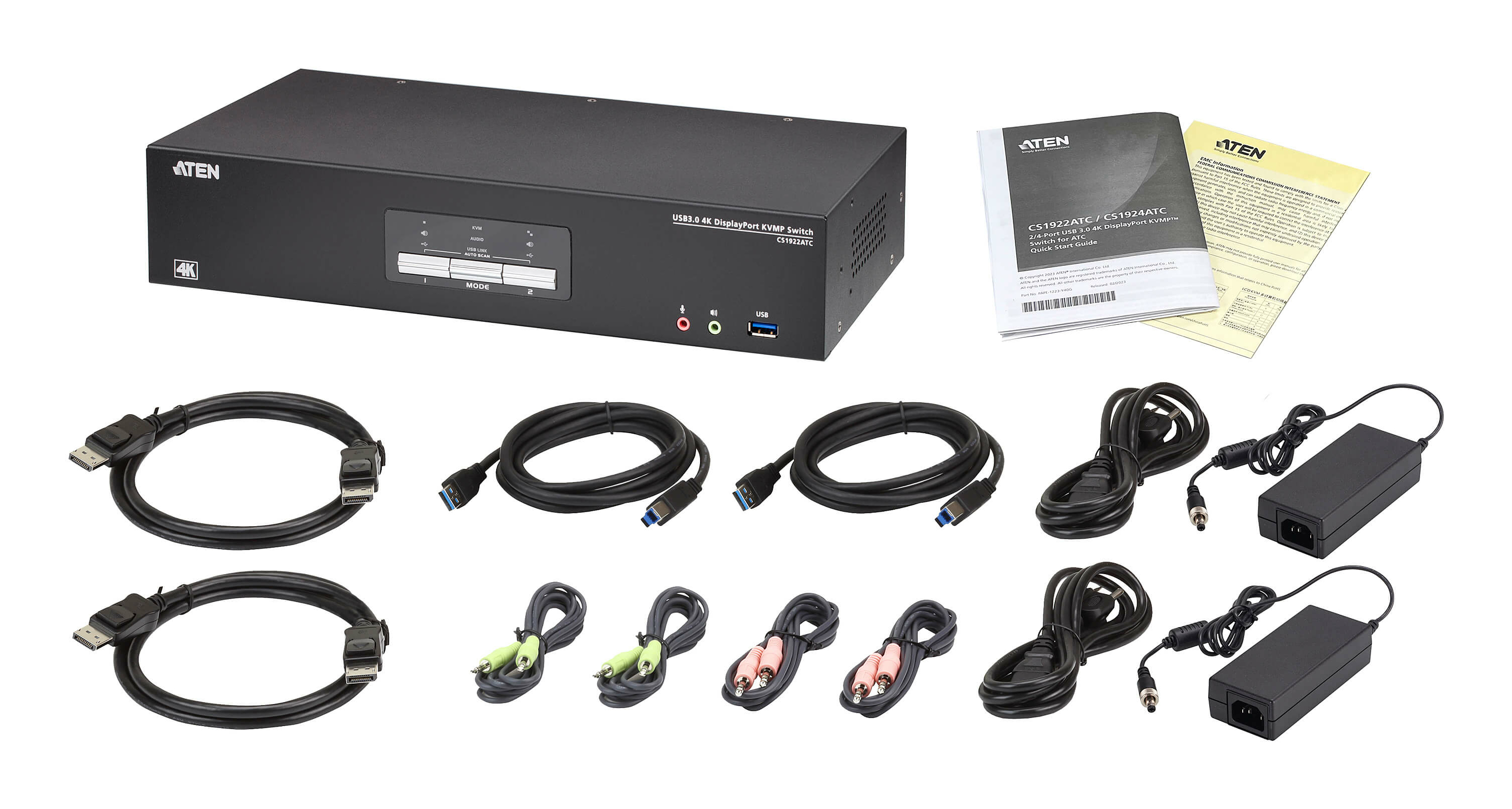 ATEN 2-Port USB True 4K DisplayPort KVM Switch - KVM-Umschalter - 2-Port, Ansicht 2