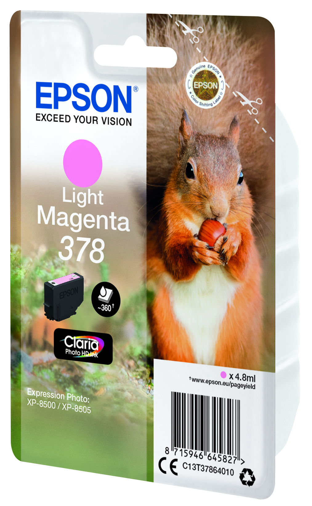 Epson Squirrel Singlepack Light Magenta 378 Claria Photo HD Ink - Standardertrag - Tinte auf Pigmentbasis - 4,8 ml - 360 Seiten - 1 Stück(e)