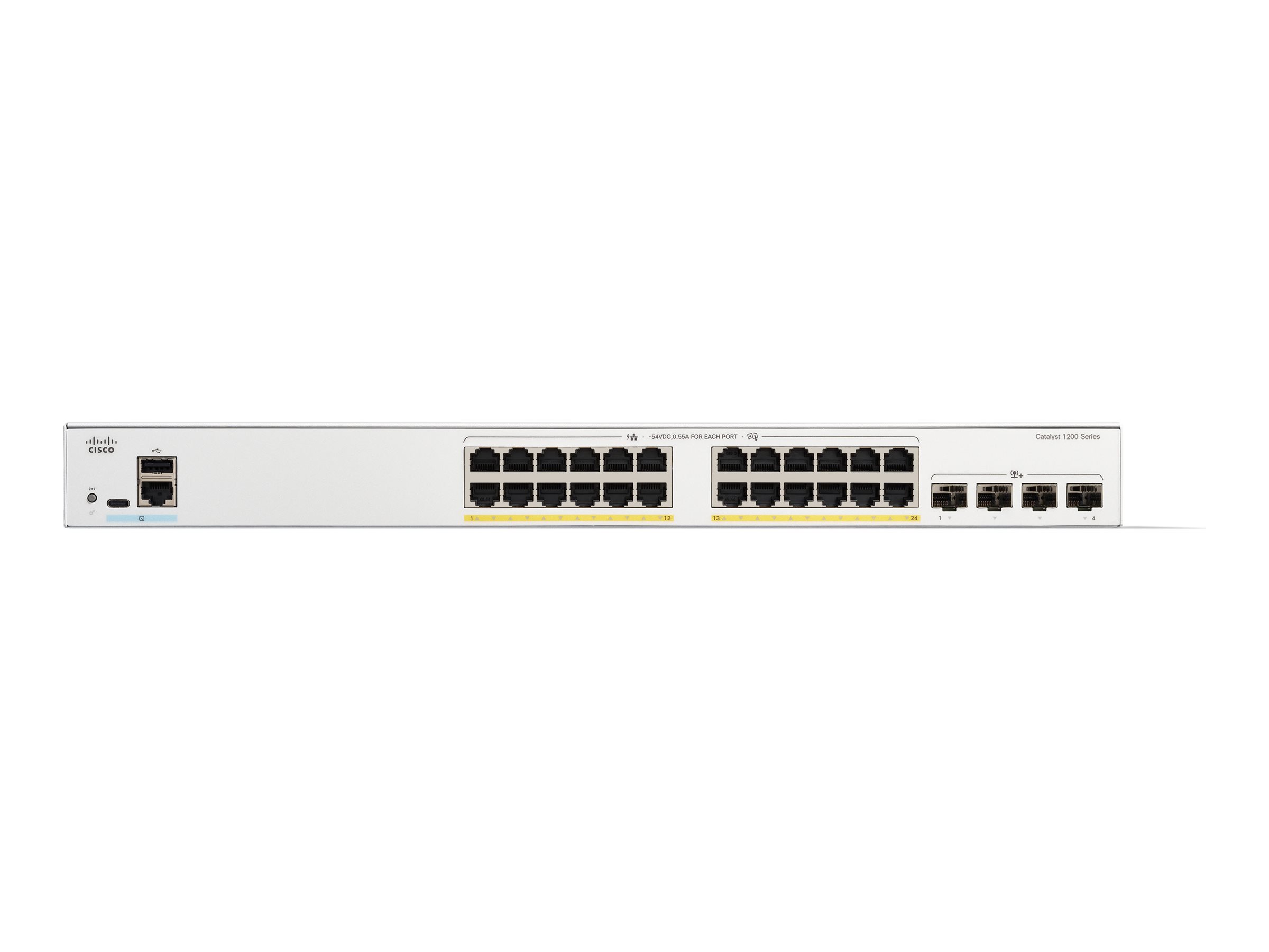 Cisco Catalyst 1200-24P-4X - Switch - L3 - Smart - 24 x 101001000 (PoE+)