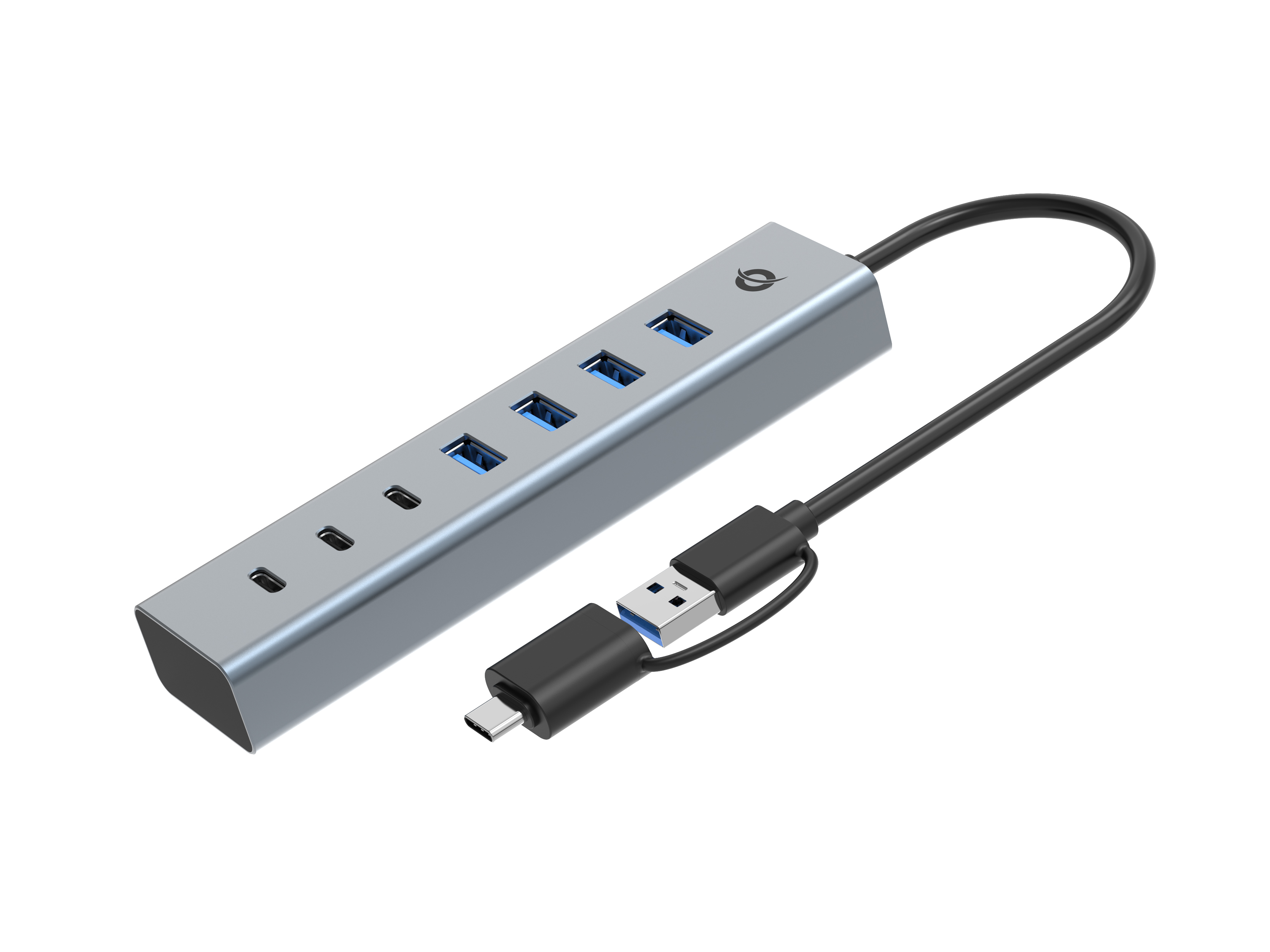 Conceptronic USB-Hub 7-Port 3.2/C->4x3.0 3xUSB-C m.Netz. gr, Ansicht 2