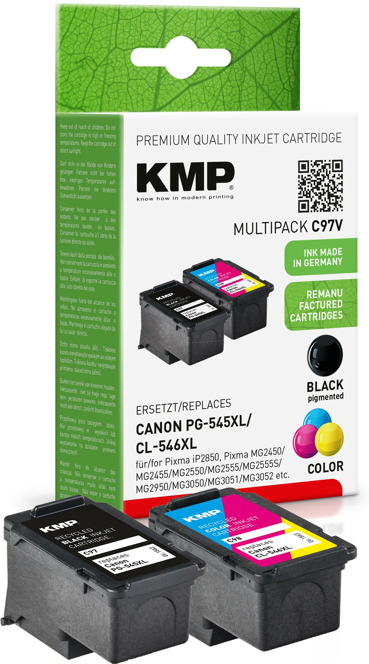 KMP MULTIPACK C97V - 2er-Pack - Hohe Ergiebigkeit - Schwarz, Farbe (Cyan, Magenta, Gelb), Ansicht 3