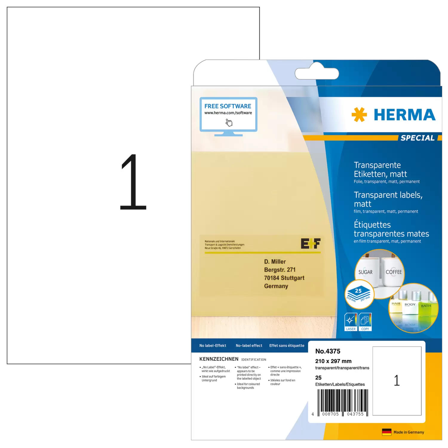 HERMA Special - Matt - permanent selbstklebend - durchsichtig - A4 (210 x 297 mm), Ansicht 4