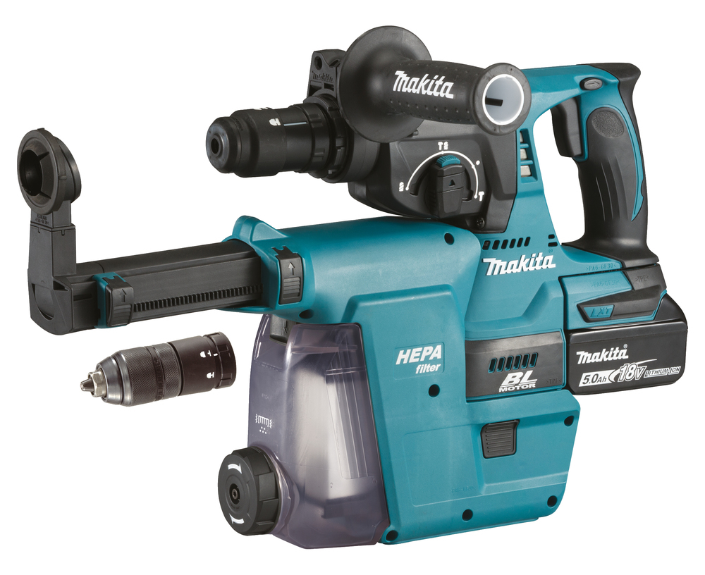 Makita DHR243RTJW Akku-Bohr-/Meißelhammer inkl. MAKPAC + 2 Akkus 5.0Ah + Absaugeinheit, Ansicht 3