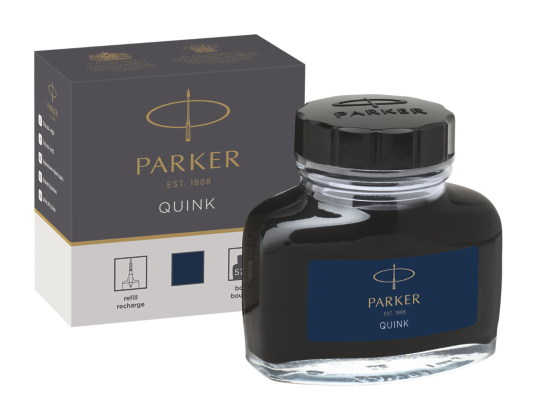 Parker | QUINK 57ml Tintenflacon Schwarz-Blau | in einer Schachtel