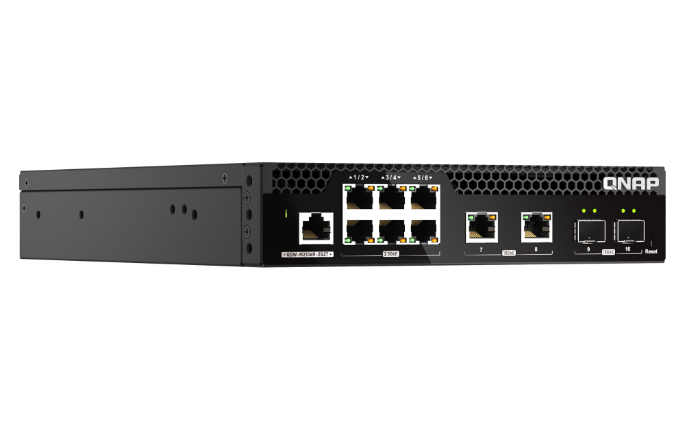 QNAP QSW-M2106R-2S2T - Managed - L2 - 10G Ethernet (100/1000/10000) - Rack-Einbau - 1U, Ansicht 3