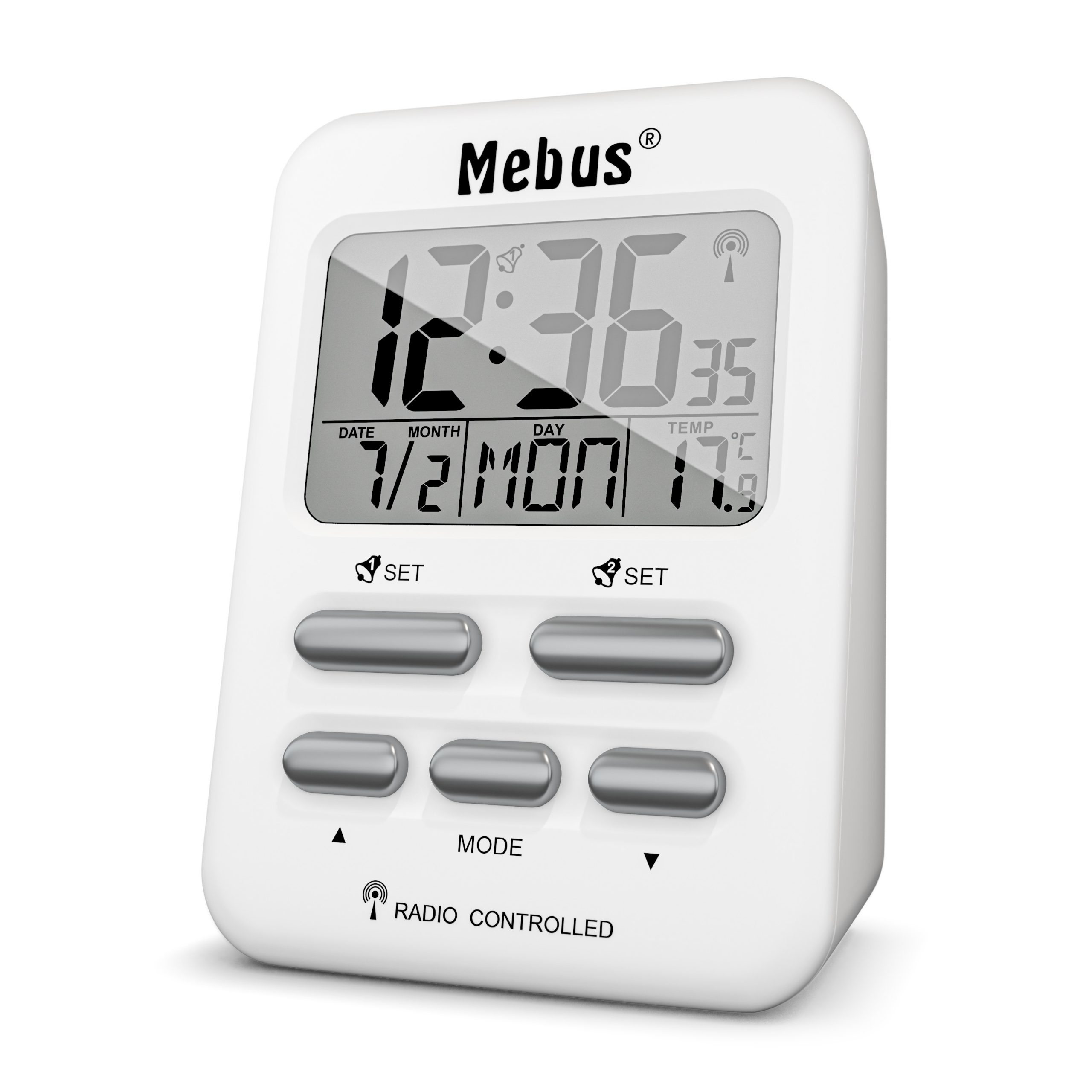Mebus 25800 - Digitaler Wecker - Rechteck - Weiß - 12/24 h - F - °C - Blau, Ansicht 3
