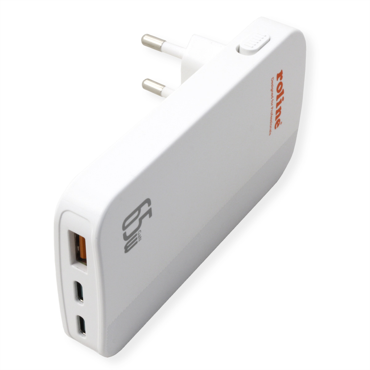 ROLINE USB Reiseladegerät Ultraduenn flach 2xC+1xA - 65.000 W