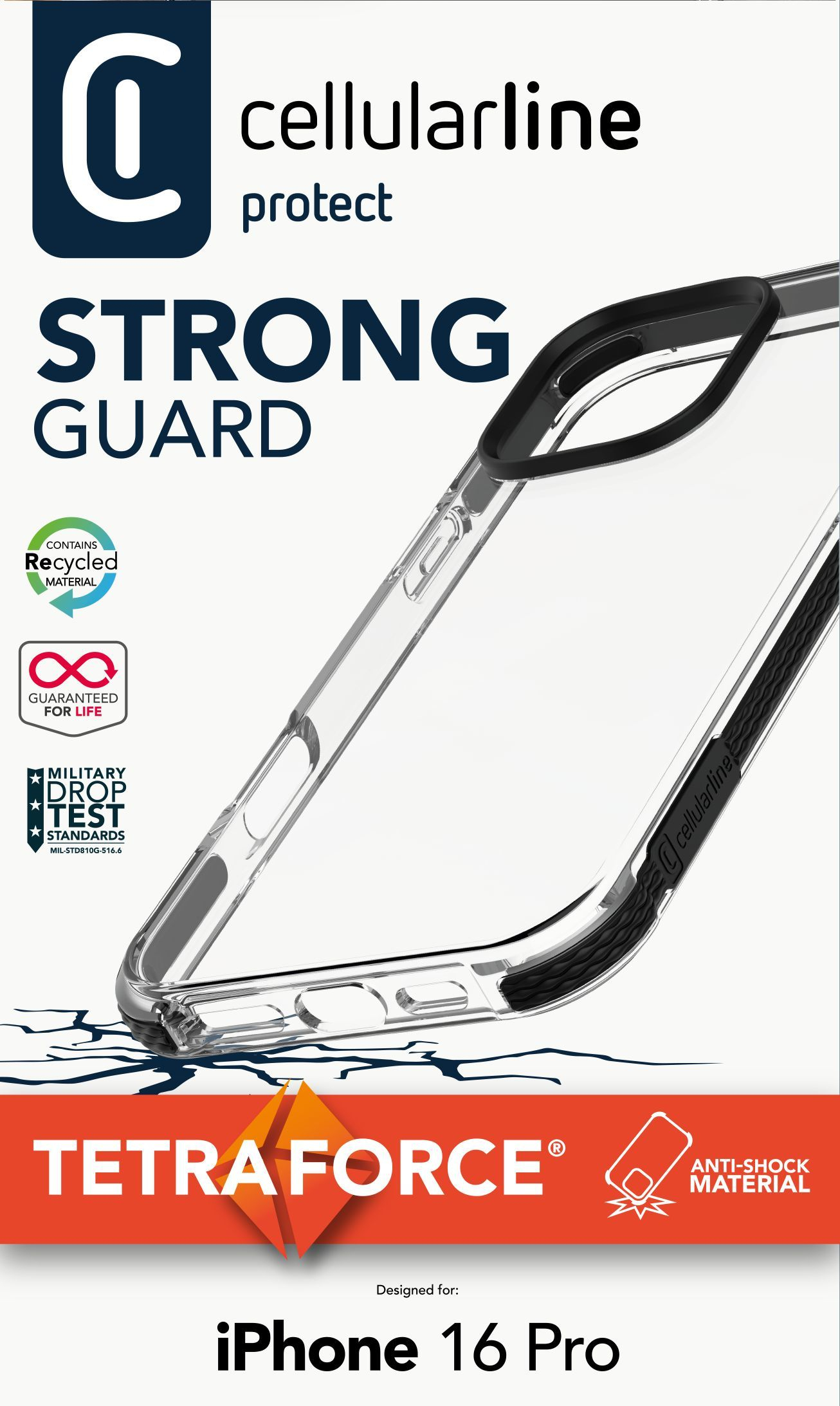 Cellularline Strong Guard Case iPhone 16 Pro Clear, Ansicht 3