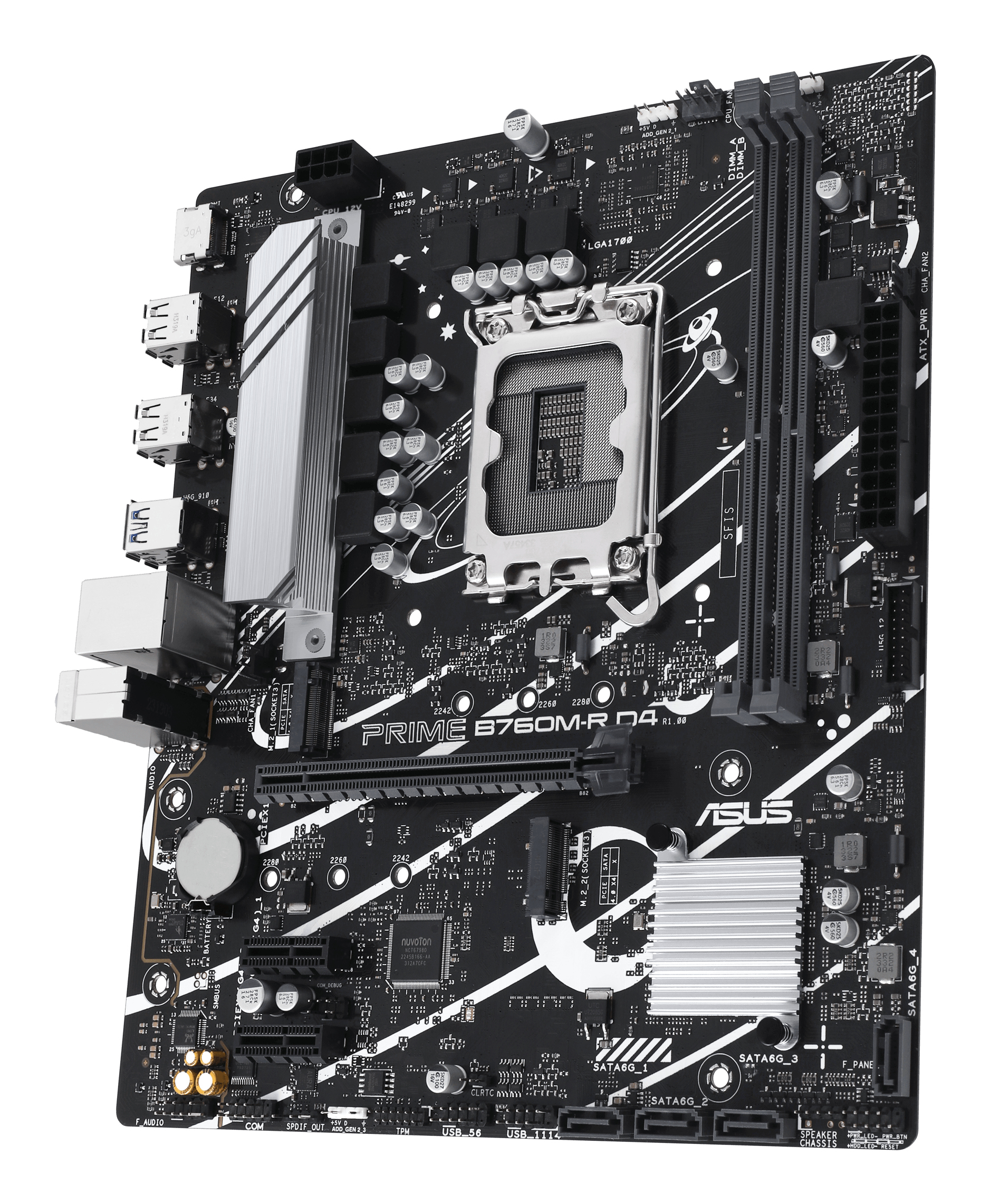 ASUS PRO B760M-R D4 - Motherboard - micro ATX - LGA1700-Sockel - B760 Chipsatz - USB 3.2 Gen 1 - 2.5 Gigabit LAN, Ansicht 4