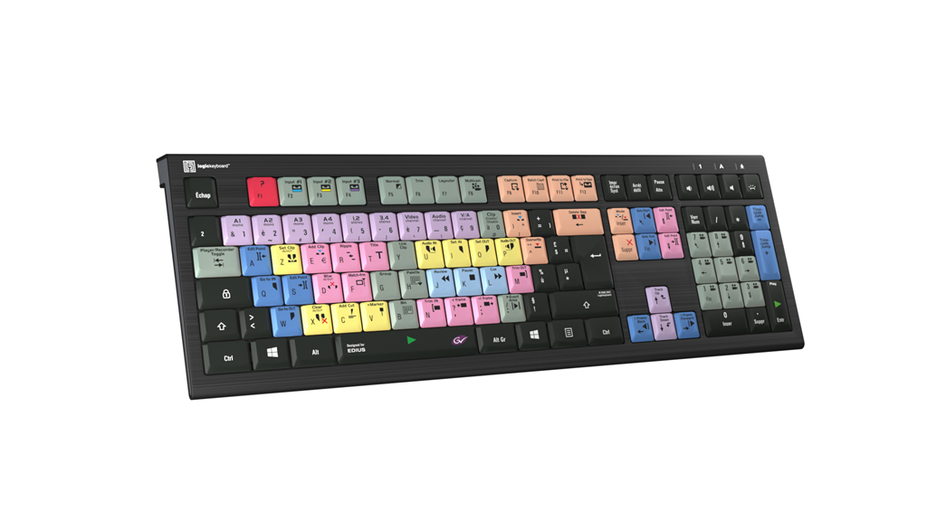 Logickeyboard LKB-EDIUS-A2PC-FR - Volle Größe (100%) - Kabelgebunden - USB - Schwarz - TL: Französisch, AZERTY, Ansicht 3