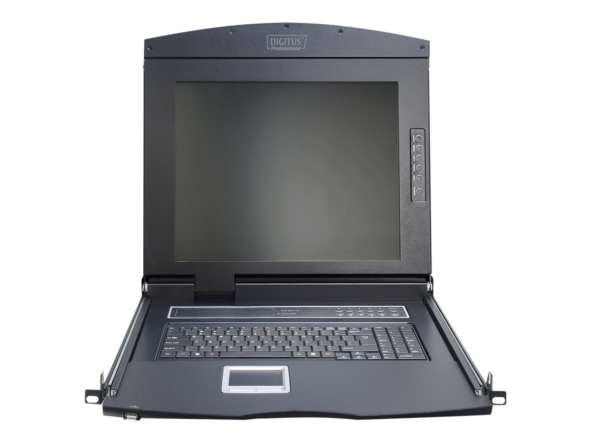 DIGITUS 17" LCD KVM-Konsole, 8-Port VGA, türkische Tastatur