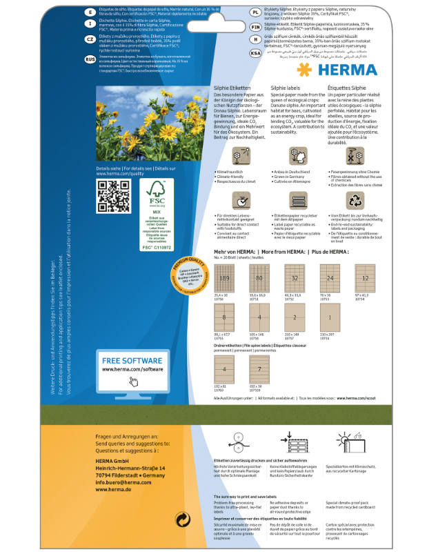 HERMA 10752 - Braun - Rechteck - Dauerhaft - 48.3 x 33.8 mm - A4 - Universal, Ansicht 2