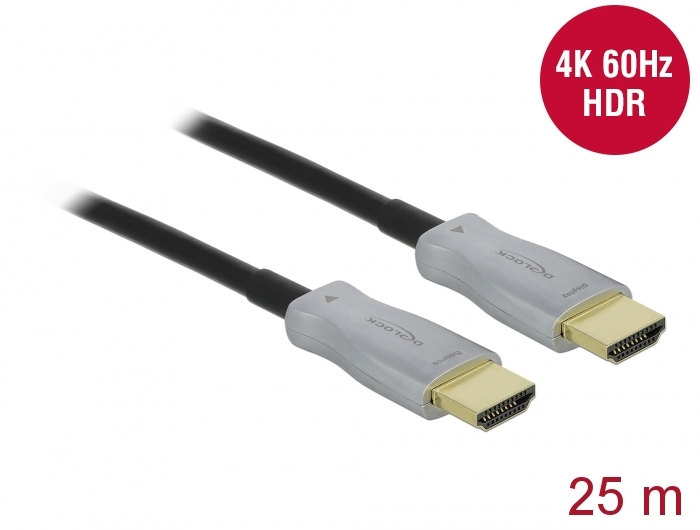 Delock High Speed - HDMI-Kabel - HDMI männlich zu HDMI männlich - 25 m - Glasfaser - Schwarz - 4K Unterstützung, Ansicht 2
