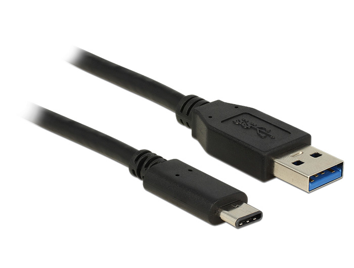 Delock 1m USB3.1-C/USB3.1-A, 1 m, USB A, USB C, USB 3.2 Gen 2 (3.1 Gen 2), Männlich/Männlich, Schwarz