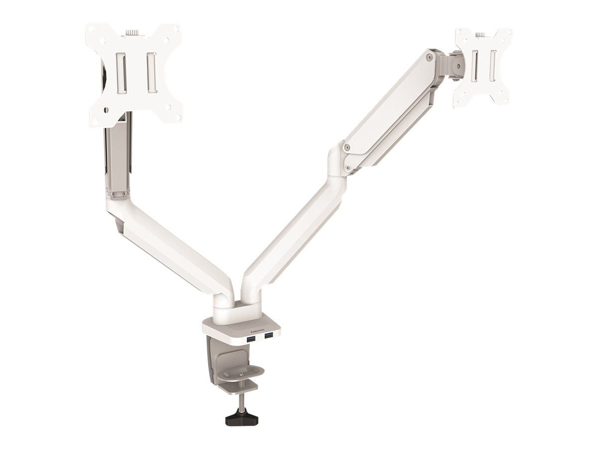 Fellowes Platinum Series - Befestigungskit - einstellbarer Doppelarm - für 2 Monitore - Aluminium - weiß, Ansicht 4