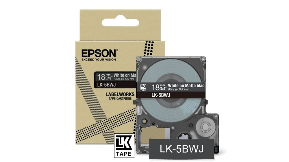 Epson LabelWorks LK-5BWJ - Weiß auf Mattschwarz - Rolle (1,8 cm x 8 m), Ansicht 2