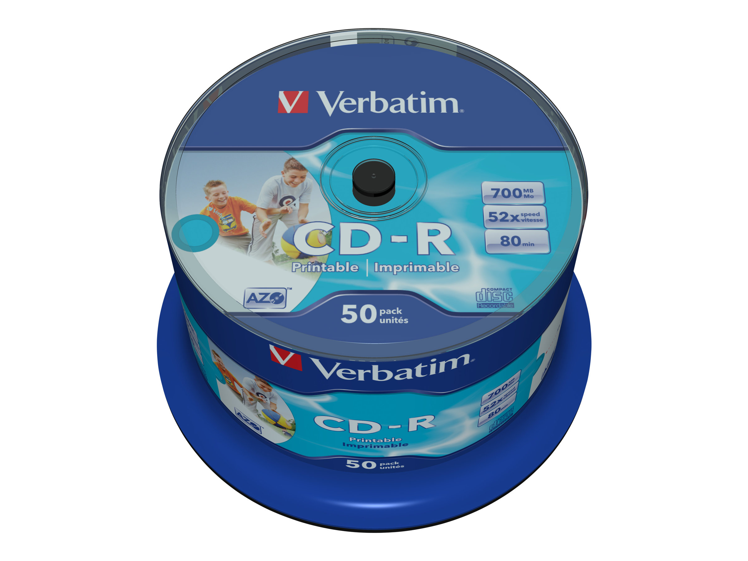 Verbatim DataLifePlus - 50 x CD-R - 700 MB 52x - breite bedruckbare Oberfläche - Spindel