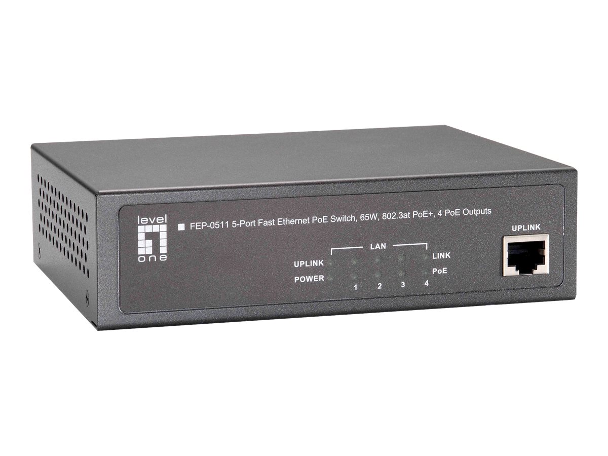 LevelOne FEP-0511W90 - Switch - 4 x 10100 (PoE+ uplink)