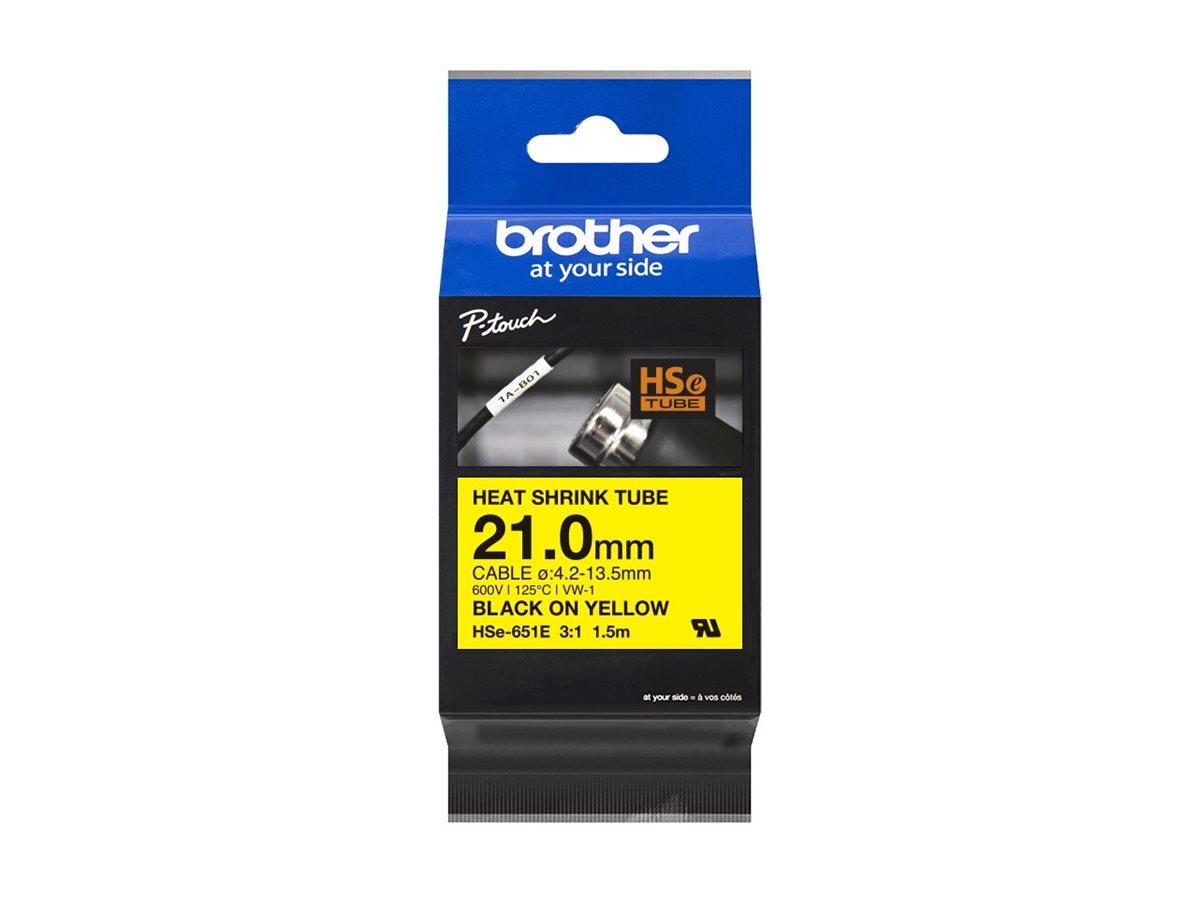 Brother HSE-651E - Schwarz auf Gelb - Rolle (2,1 cm x 1,5 m), Ansicht 3
