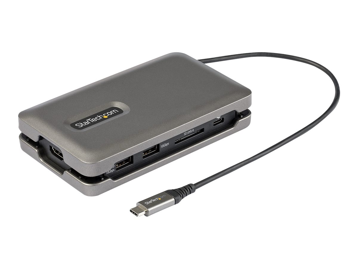 StarTech.com USB C Multiport Adapter - USB C auf 4K 60Hz HDMI 2.0 Dockingstation/Reiseadapter - 2-Port 10Gbit/s USB Hub - 100W Power Delivery stromversorgung - SD/MicroSD - 25 cm Kabel (DKT31CSDHPD3)